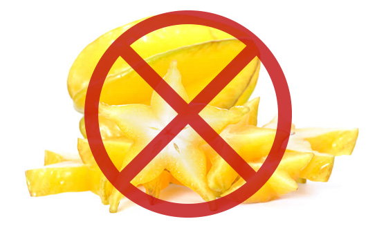 A Carambola não deve ser consumida por pacientes em diálise